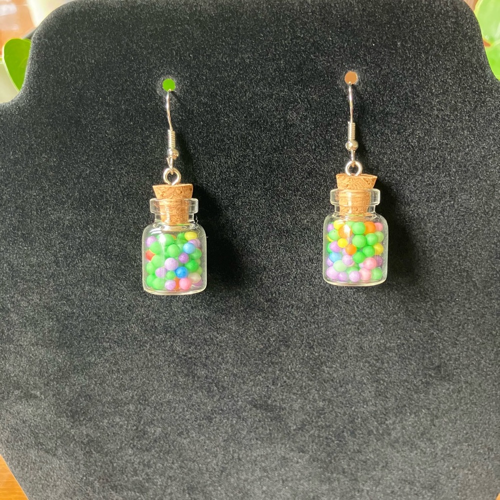 Multicolor Gum Ball Jar Earrings